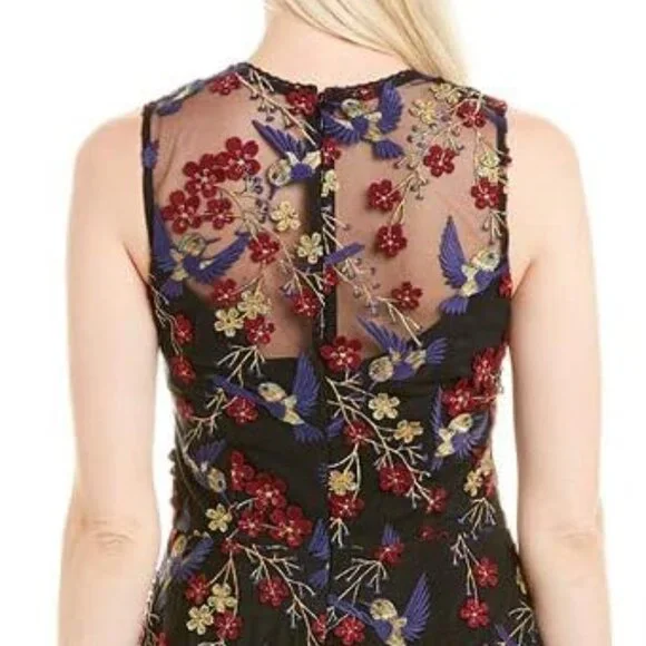 NWT Dress the Population Gina Sleeveless Lace Illusion Hummingbird Maxi Dress M - Picture 2 of 4